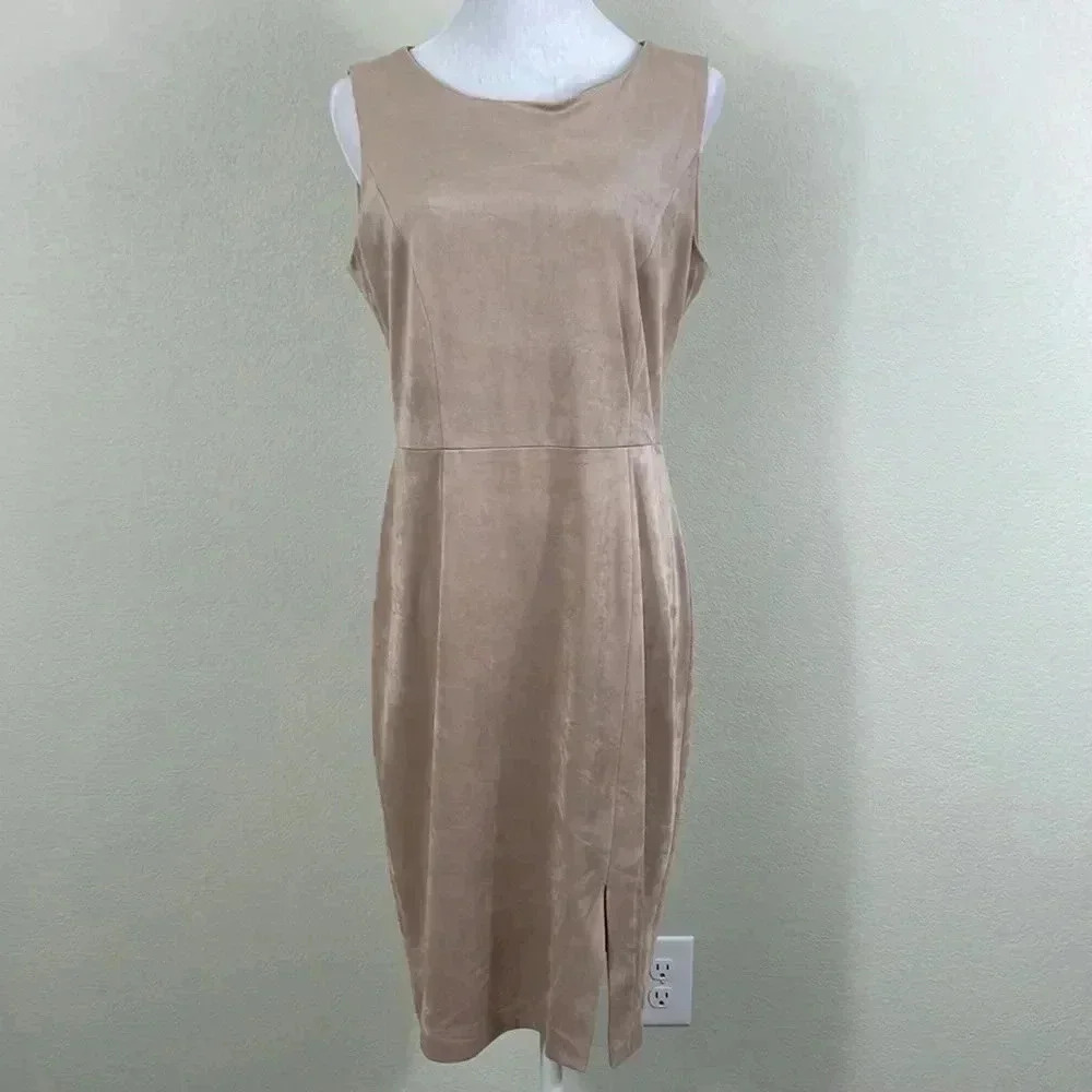 Forest Lily‎ tan velvet sleeveless knee length dress size 10
